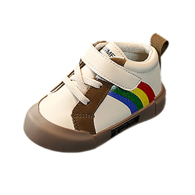 

Baby Boys Girls Breathable Anti-Slip Striped Rainbow Print Shoes Sneakers Infant Soft Soled Walking Shoes for 0-2Yrs Baby