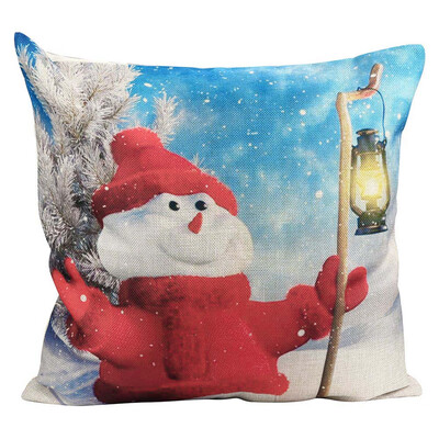 

Tailored Merry Christmas Print Pillowcase Linen Cotton Sofa Cushion Cover Home Decor