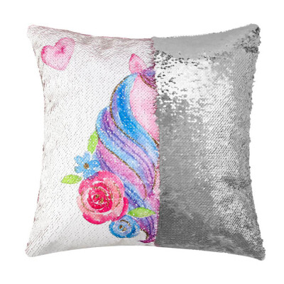 

Reversible Sequin Unicorn pattern pillowcase Magic Glitter Sofa Car Cushion Cover