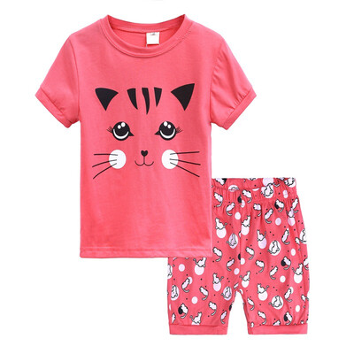 

Girls Clothing Sets Summer Cotton T-shirt Shorts Pants Sleeve Children Sets Casual Fashion Girls Clothes Suit 2PCS