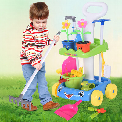 

Gobestart Pretend Play Set -Potted Plants And Tool Trolley -With Colourful Light And Music