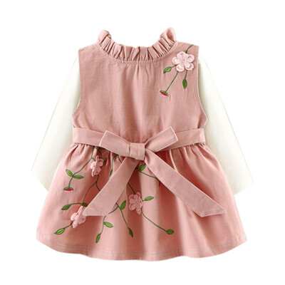 

Baby Girls cotton princess dress long sleeves Birthday Dress Female Baby Kids Girl Clothes