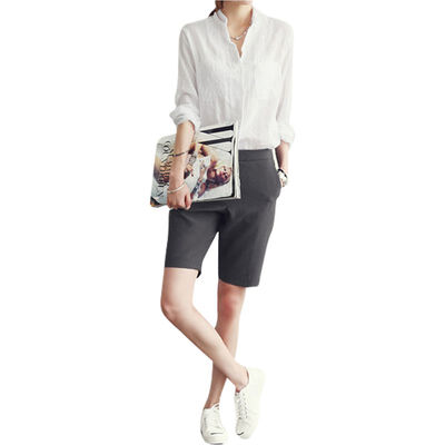 

New New Women Lady Loose Long Sleeve Cotton Shirt Fashion Tops