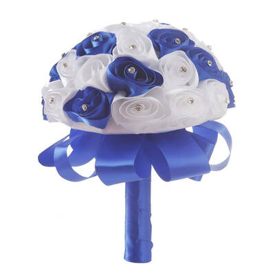 

White Artificial Foam Roses Hand Flowers Sweet Wedding Bouquet Bridal Flower with Lace&Pearl White Wedding Supplies