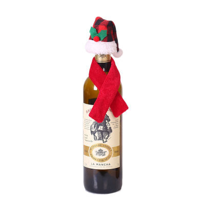 

Christmas Wine Bottle Cover Scarf And Hat Festival Decorations For Party New Year Holiday Home Party Dining Table Decor