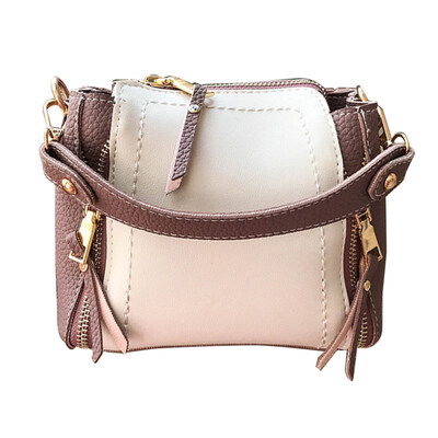

Fashion Women Color Block Faux Leather Zipper Tote Crossbody Shoulder Bucket Bag