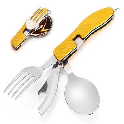 

4 in 1 Multifunctional Camping Utensils Set Stainless Steel Camping Cutlery Flatware Tableware Kit