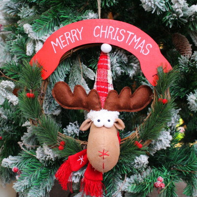 

Christmas Decoration Pendants toy Wreath Garland Outside Xmas Tree Hanging Ornament ELK Doll for Home Decor Kids Gift