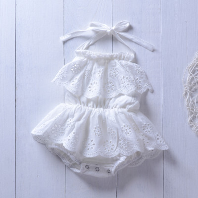 

Cute Summer Girls Baby Lace Onesies Sleeveless Triangle Cotton Lovely Halter Straps Jumpsuit 0-24M Newborn Baby Girl Clothes