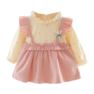

2019 New Autumn Autumn Casual Baby Girls Heart Print Long Sleeve Patchwork Dress Kids Toddler Pageant Sundress