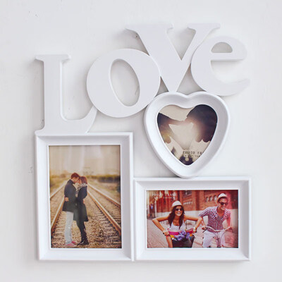 

3 in 1 Hollow Love Heart Plastic Picture Family Photo Frame DIY Bedroom Decor