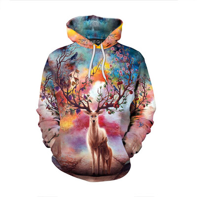

Men Women Christmas Elk 3D Print Hoodies Sweatshirt Casual Long Sleeve Cotton Pullover Coat Christmas Top
