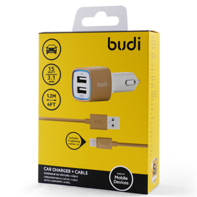 

BUDI M8J065 new car charger dual usb car charger multifunction