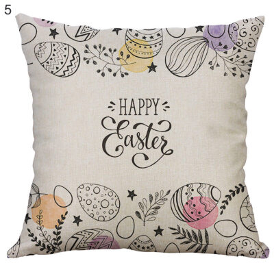 

Cartoon Easter Rabbit Linen Pillow Case Waist Throw Cushion Cover Home Decor