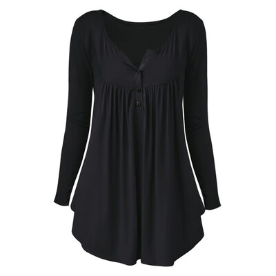 

Plus Size Half Button Crinkle T Shirt