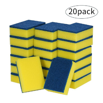 

20pcs Multi-purpose Double-faced Sponge Scouring Pads Dish Washing Scrub Sponge Stains Removing Cleaning Scrubber Brush for Kitche