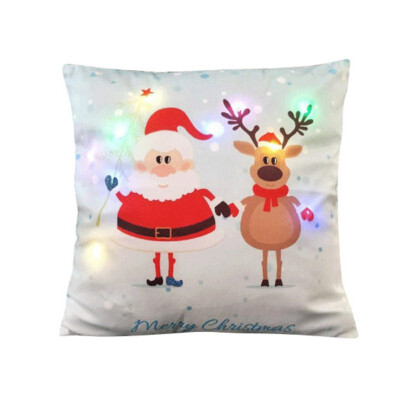 

Christmas LED Lights Lit Pillow Cushions Happy Festival Household Creative Velvet Pillowcase