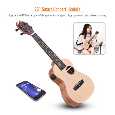 

Populele Q1 23 Inches Smart Concert Ukulele Ukelele Uke Supports APP Teaching Bluetooth Connection ABS Fretboard