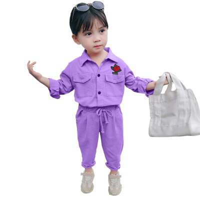 

baby girl clothes kid cute embroidery flower T shirt pants sets children girl casual long bottoms sets 2pcsset