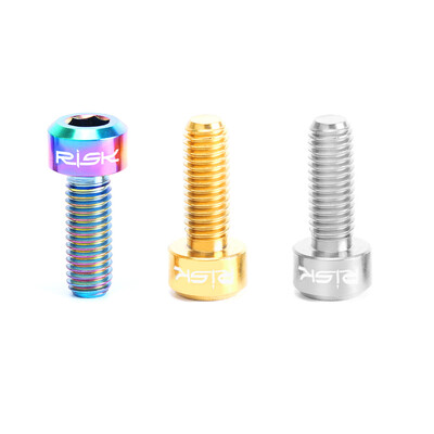 

RISK 2PCS M5×14mm Titanium Bolts for Bike Thumb Shifter Fixed Screws Ti Conjoined Hexagon Ti Screws Ti Fastener MTB Bicycle Parts