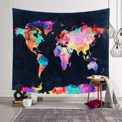 

Tapestry Wall World Map Room Decorations Safari Mural Art Zoo Children Home Decals Nursery carpets Tapestry Beach Coverlet