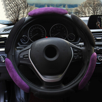 

38CM Car Anti-Skid Flocking Cloth Black Steering Wheel Covers Protector Braiding