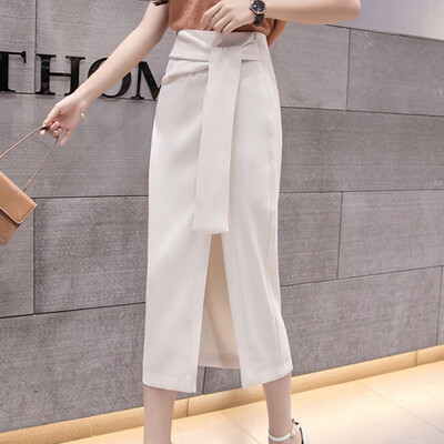 

Women Summer Split Straps Long Section Irregular OL Bag Hip Simple Wild A Word Skirt
