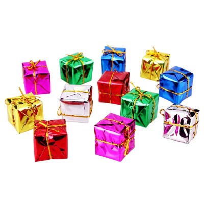 

12pcslot Christmas Hanging Decoration Party Decoration Xmas Tree Multicolored Small Gift Box Ornament Set