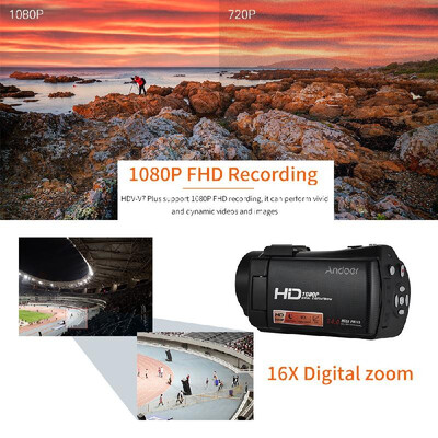 

Andoer HDV-V7 PLUS 1080P Full HD 24MP Portable Digital Video Camera Camcorder Remote Control Infrared Night Vision Recorder 16X Zo