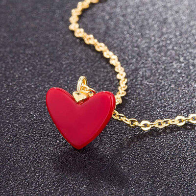 

Red Heart Pendant Necklace Chic Women Ladies Birthday Jewelry Gift