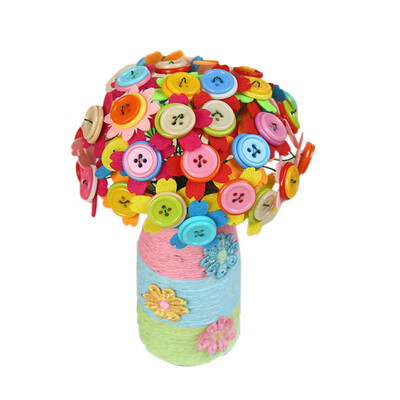 

DIY Multicolor Round Resin Decorative Buttons Flower with EVA Flower Pot Scrapbooking Embelishments Sewing Craft Supply