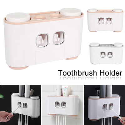 

Suction Wall Type Toothbrush Holder 4X Washing Cup Toothbrush Holder All In 1 Wall Mount Set
