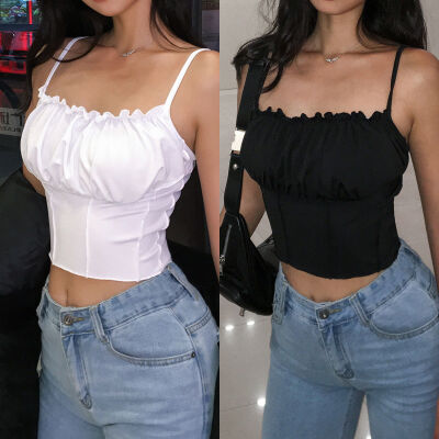 

Sexy Women Sleeveless Crop Tops Cami Tank Vest Camisole Blouse Casual T Shirt