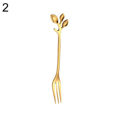 

Leaf Shape Handlle Coffee Spoon Dessert Scoop Fork Tablewear Kitchen Accessories