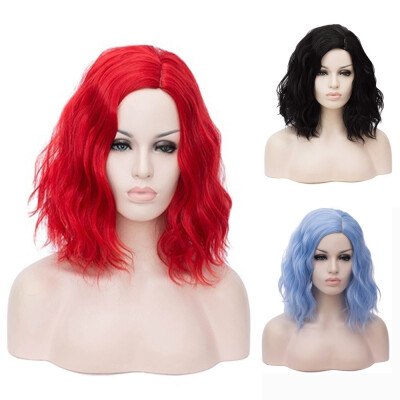 

40CM Short Curly Wigs Noodles Wavy Full Hair Party Red Wig Cosplay Wigs