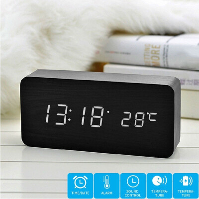 

3 In 1 Wireless Charging Pad Thermometer Wood Alarm Clock Wireless Charger LED Alarm Clock Wireless Charging Pad Desk Clock