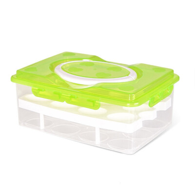 

Kitchen Portable Egg Storage Box Refrigerator Food Container Organizer Double Layer 24 Grid Eggs Crisper Boxes