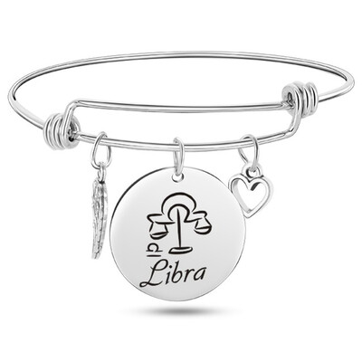 

12 Constellation Wire Stainless Steel Bracelet Birthstone Bangle Bracelets Charm Bracelet