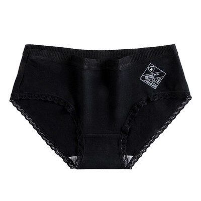 

Japanese Version No Trace Cotton Antibacterial Mid-waist Abdomen Lace Side Girls Underwear Briefs