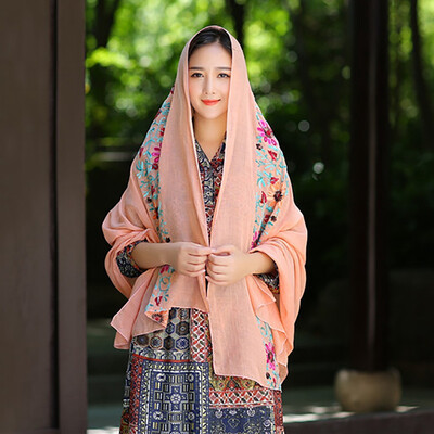 

Vintage Shawl Female Exotic National Wind Sunscreen Wild Scarf Women Girl Autumn Spring Floral Print Scarves