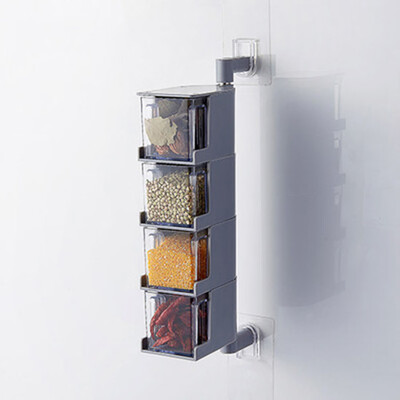 

Seasoning Boxes Kitchen Condiment Box Spice Storage Jar Wall Hanging Rotating