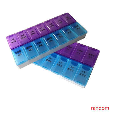 

14 Grids 7-day AMPM Dual Row Portable Pill Planner Organizer Box with Snap Lid for TravelHome