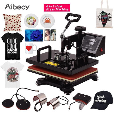 

Aibecy 6 in 1 Combo Heat Press Machine Sublimation Heat Transfer Printer Multifunction Machine 360-degree Rotation for T-shirtBag