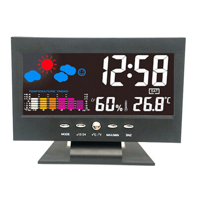 

1pc New Creative Digital Temperature Humidity Meter Clock Thermometer Hygrometer Calendar Temperature Trend Alarm