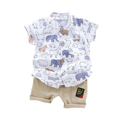 

Summer Children Baby Boys Casual Short Sleeve Animal Print T-shirt TopsShorts Costume Set