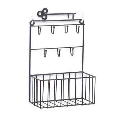 

Wall Mounted Mail And Key Holder 7 Hook Rack Organizer Pocket And Letter Sorter For Entryway Kitchen Home Office Decor