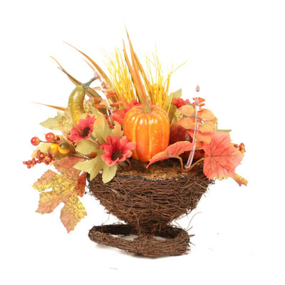 

Maple Leaves Barley Pumpkin Basket Artificial Flower Mixed Table Centerpieces Autumn Harvest Thanksgiving Decorations