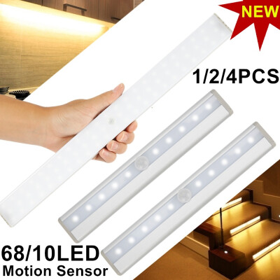 

124PCS 1068 LED Motion Sensor Wireless Closet Lamp Cabinet Stair Lights Lighting Bar Night Light WarmCold Light
