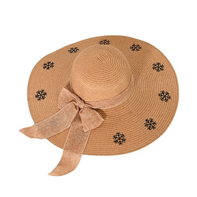 

Women Fashion Concise Casual Sunscreen Wide Brim All-match Bow-knot Printed Sun Hat