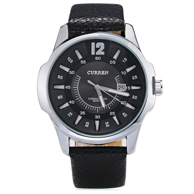 

CURREN 8123 Quartz Watch Date Leather Band Analog Wristwatch for Men